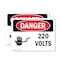 Signmission 220 Volts Danger Sign, Vinyl Decal, 14in W x 10in L, 2PK OS-2PACK-DS-D-1014-L-1008 - alternate 1